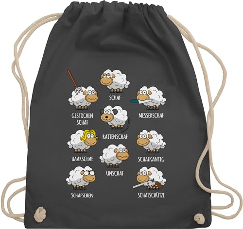 Turnbeutel Rucksack - Taschen - Schafe Schäfchen Schäfer Schaf Sheep Schafbauer Lustig Witzig - Unisize - Dunkelgrau - tasche+schaf tasche schwarz schafen unschaf beutel mit schafmotiv motiv