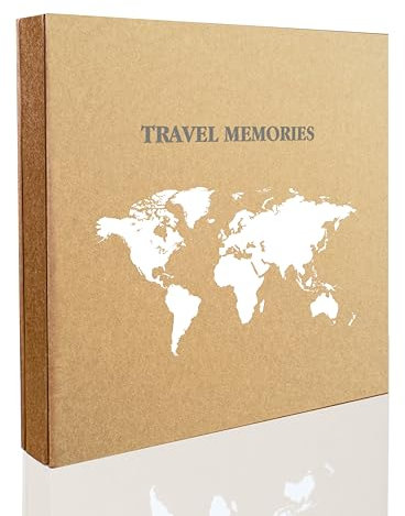 Holoary Album photo de 10,2 x 15,2 cm, 500 photos par page, 500 pochettes de 10,2 x 15,2 cm, couverture en papier kraft, motif carte du monde, aventure, vacances