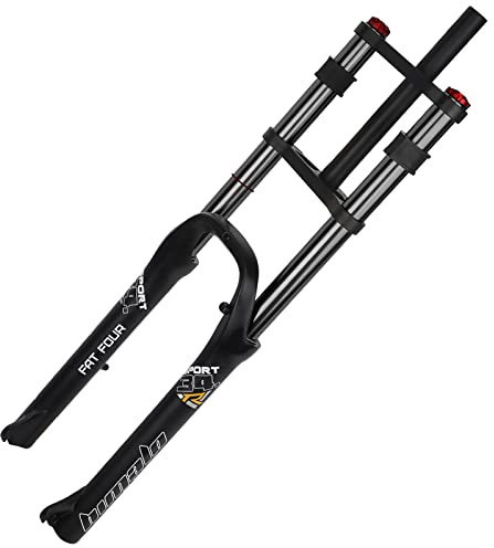 RUJIXU 26 4.0 Fat Federgabel E-Bike Vordergabel MTB Scheibenbremse Fahrradgabel 1-1/8 Zoll Lenkrad Gabel 170 mm Reiseluftdämpfung QR ATB/BMX (Farbe: Schwarz)