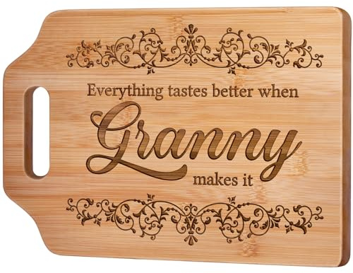 Giftasy Granny Gifts, Granny Birthday Gifts, Unique Handmade Engraved Bamboo Cutting Board, Kitchen Gifts for Granny from Grandchildren, Presents for Granny on Mother's Day Christmas