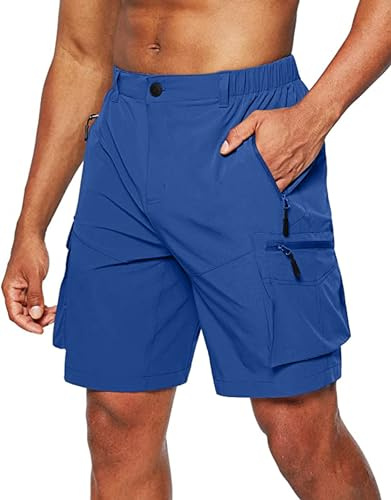 Tansozer Korta vandringsbyxor män med dragkedja utomhus vandring bergsklättring sommar shorts, Nattblått, M kort