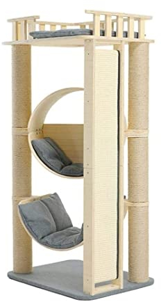 ASHSDI Katzen Kletterbaum Katzenbaum Hoch Katzenkletterbaum 50 Zoll Höhe Cat Tree Condo Mehrstöckiger Katzenturm Mit Sprungplattform, Hängematte Und Kratzbäumen Katzenmöbel