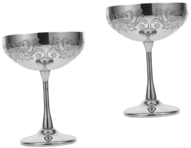 Garneck 2 Pz coppa gelato in acciaio inox bicchiere da cocktail tazza da caffe bicchieri da vino per antipasti coppette per antipasti per feste Acciaio inossidabile