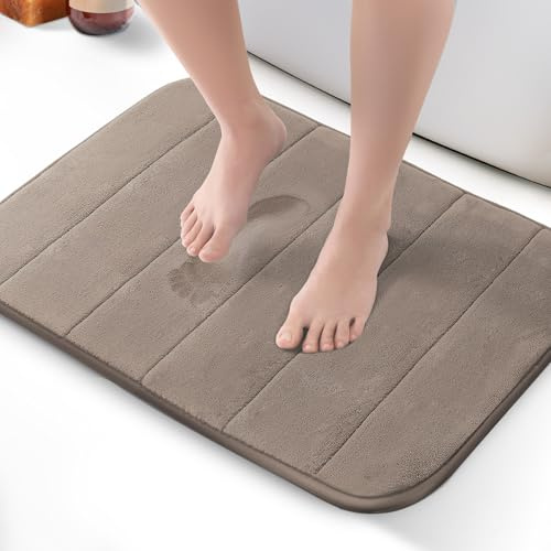 KEPLIN Badematte aus Memory-Schaum, ultraweich, sehr saugfähig, rutschfest, maschinenwaschbar, luxuriöser Komfort für Böden zu Hause und im Badezimmer (Beige, 50 x 60 cm)
