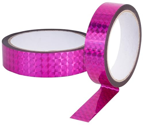 GORGECRAFT Ruban Adhésif Réfléchissant Holographique 50mX24mm Ruban Prismatique à Paillettes Laser Ruban de Masquage Décoratif Réfléchissant Magenta pour Éloigner Les Oiseaux Projets D'Artisanat