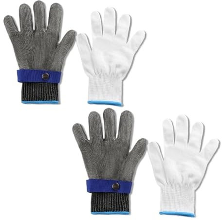 BADIKA Safety Anti Cut Gloves 1 Pair Stainless Steel Mesh Glove, Level 9 Cut Resistance - Ideal for Cooking, Meat Cutting, Fishing, Gardening, Metalwork(XXL)