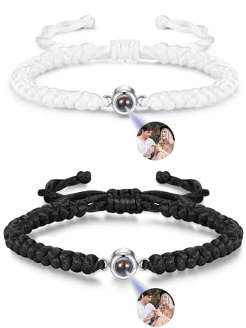 Jovivi Personalisiertes Armband mit Foto Partner Armbänder Bild Projektion Armband Fotoarmband Freundschaftsarmbänder Personalisierte Geschenk für Freundin Paare Männer Frauen