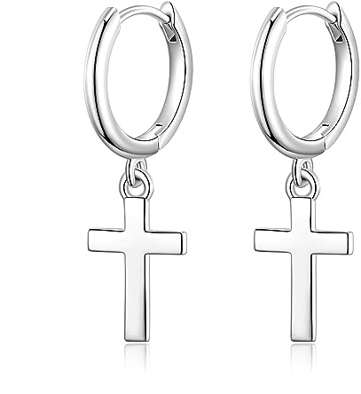 JSGEMSLEE Creolen Silber 925 für Damen Hypoallergen Klein Ohrringe Creolen mit Herz Kreuz Stern Schmetterlings Spike Anhänger Ohrringe Silber 925 für Mädchen Damen Schmuckgeschenke