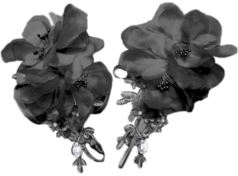 Blausky Spitzenhandschuhe,Elegant Brauthandschuhe Fingerlose Handschuhe Kurz Blumen Spitze Handschuhe Blumenhandgelenk Vintage Hochzeitshandschuhe für Hochzeitsfest Oper Dinner Party,Schwarz