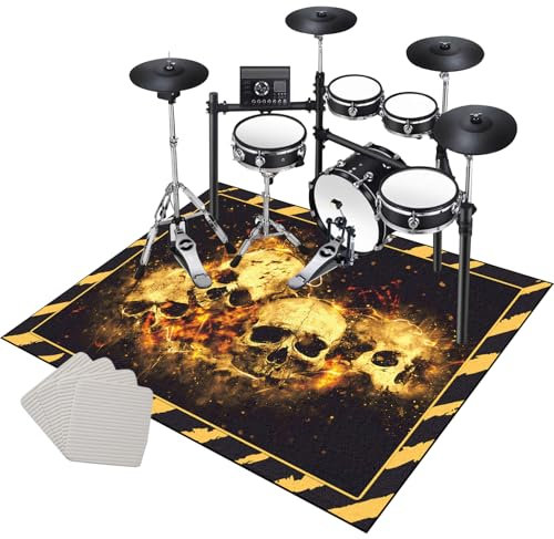Drum Teppich Schlagzeug Teppich Schallschutz Teppich Schallschutzmatte rutschfeste Trommel Teppiche Schallschutzdecke für Bass Drum Snare, rutschfest Schalldicht Schlagzeugteppich 200 x 160 cm