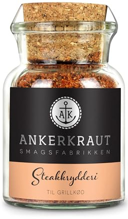 Ankerkraut Steakkrydderi, krydderiblanding til kød, BBQ rub med paprika, chiliflager og lavendel, 100g i glas med korklåg