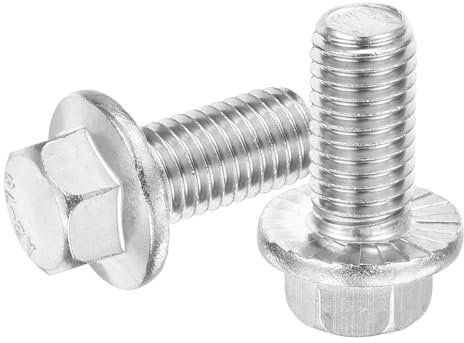 QUARKZMAN 10 Stück M12 x 25mm Sechskantschrauben mit geriffeltem Flansch, 304 Edelstahl Sechskopfschrauben mit Flansch Sechskantschrauben für Haushalte, Maschinenwerkzeuge, Silber