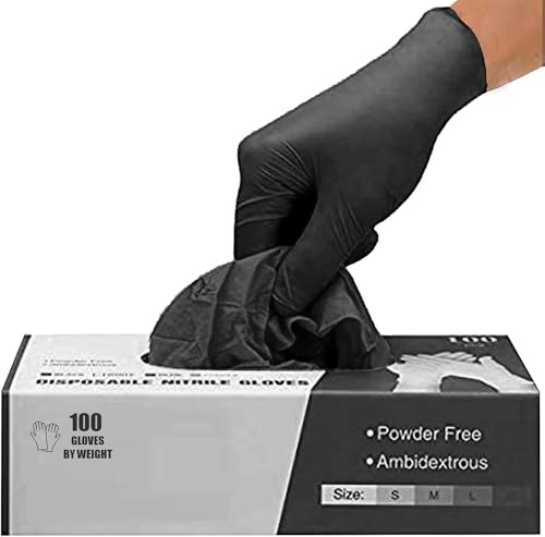 PRAIMA Einweghandschuhe, 200 Stück, Schwarz Einmalhandschuhe L, Puderfrei & Latexfrei, Extra Stark & Reißfest, Nitrilhandschuhe für Tattoo, Lebensmittel, Reinigung & Mehr