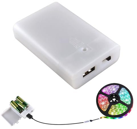 Battery Case Box with Usb Port, 3 X 1.5V AA Battery Power Bank Case Storage with On/Off Switch Cover for 4.5V Usb Battery Pack for Led Lights, Led Strip, Fairy String Lights for Christmas Decoration