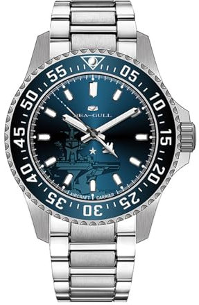 SEA-Gull Mechanische Herrenuhren Ocean Serie Taucheruhr ST2500 Uhrwerk Automatik Aufzug Leuchtend Saphirglas 20 Bar Wasserdicht 1083, blau, Armband