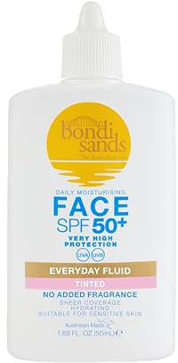 Bondi Sands SPF 50+ Everyday Tinted Face Fluid – Getönt, 50 ml | Getöntes Gesichtsfluid mit LSF 50+, täglicher Sonnenschutz, UVA-/UVB-Schutz, leichtes Finish