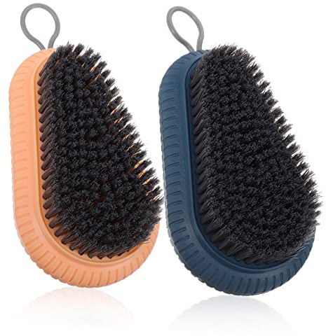 CALLARON 2pcs Laundry Brush Plastic Soft Bristles Ergonomic Grip Shoe Scrubbing Coat Cleaning Household Cleaning Tools