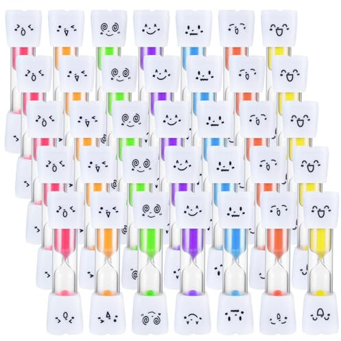 SICANAUO 35pcs Sand Timer for Kids, 2 Minites Toothbrush Hourglass Sand Clock, Colorful Sandglass Sand Timer, Cute Visual Management Timers Sets for Kids Kitchen Classroom Games Gifts