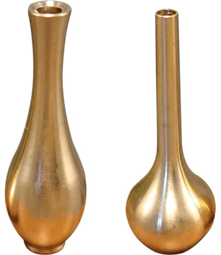 JUMPLAWN 2Stücke Messing Mini Vasen Vintage Metall Dekoration für Tisch Büro und Zuhause Blumenvase für Stilvolle Arrangements und