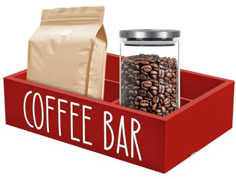Generico Organizzatore Caffè | Portacapsule con Divisori Rimovibili - Porta Bevande in Legno per Tè e Caffè da Cucina Scrivania Casa Appartamento Uso Quotidiano