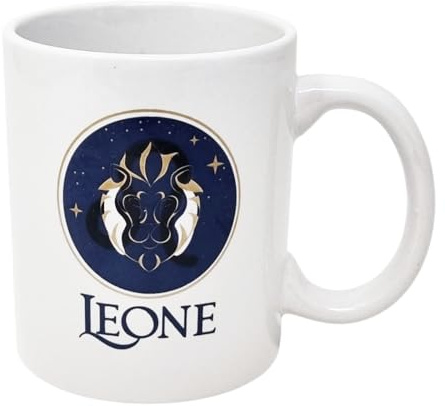 CUCUBA Tazza Mug in Ceramica Design Artistico Segno Zodiacale Leone per Colazione Merende 36cl