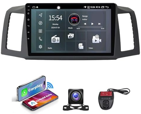 9 Android 13 2 DIN Car Stereo Radio for Jeep Grand Cherokee 2004-2007 with Built-in 4G Wireless CarPlay GPS Navigation DSP FM RDS Dab+ Bluetooth 5.0 4G WiFi(NF-2)
