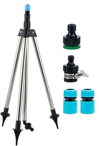 Arroseur sur trépied, outil rotatif à eau, système d'irrigation télescopique de 56 à 90 cm, tête de pulvérisation réglable, support en métal stable, pour jardin, cour, parcs, grande surface couverte