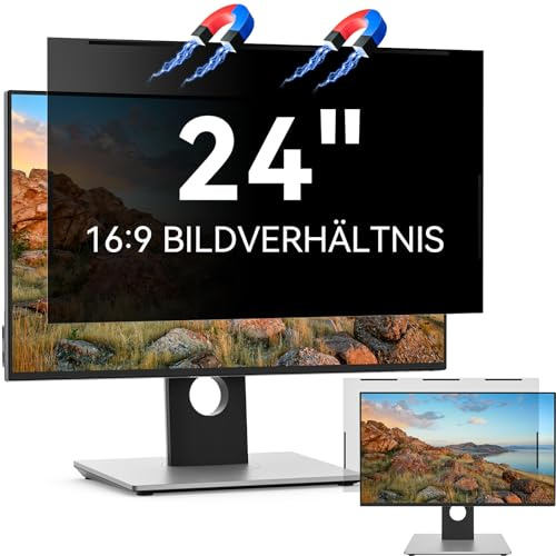 Magnetischer Computer Monitor Blickschutzfolie 24 Zoll 16:9 Privacy Fliter | Anti Blendschutz Blaulichtfilter, Abnehmbarer Privacy Screen Filter 21.5 Computer BlickschutzfFilter Sichtschutzfilter