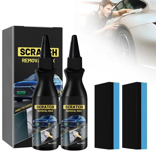 Eliminador Quitar Arañazos Coche Vehículos,Kit De Eliminación De Arañazos De Coche De Actualización Con Esponja De Limpieza, Removedor De Rayos Más Rápido Para Automóviles (2PCS)