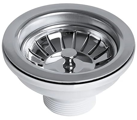 114mm Stainless Steel Kitchen Sink Basket Strainer Plug Waste Kitchen Sink Accessories Thickened Design, High Temperature Resistance, 1½ Fit for Sink Hole Size 83-90 mm