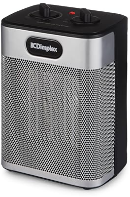 Dimplex DXUC2BS 2000W Upright Ceramic Fan Heater Portable Electric Heater with Adjustable Thermostat, 3 Heat Settings, Fan-Only Mode, Tip-Over & Overheat Protection - Black and Silver