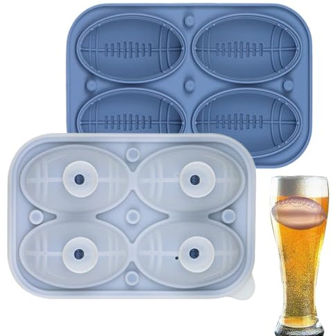 Krmoau Moule à glace en forme de ballon de football - Moule en silicone pour boissons fraîches - Pour whisky, cocktails, café, eau, gâteau, chocolat, bonbons, fondant, boule de glace