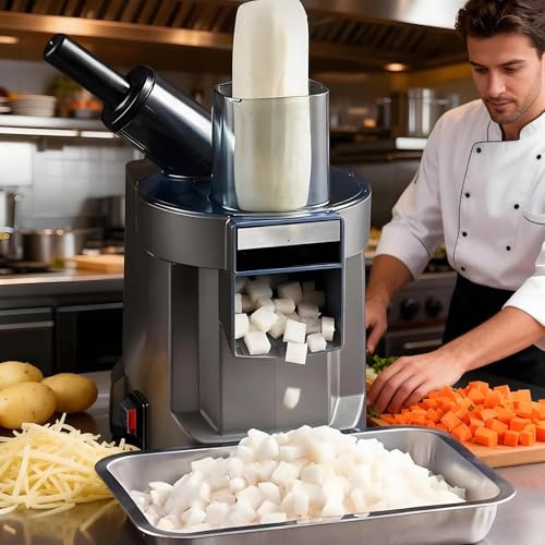lealovengzh Electric Vegetable Chopper, 100w Commercial Vegetable Dicer Food Processor Veggie Food Cutter Stainless Steel Automatic Shredded for Onion Potato Cabbage Fruit Slicer C