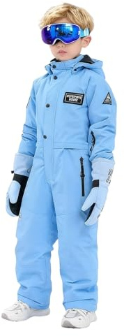 Generisch Combinaison de ski pour enfant 1 pièce pour garçons et filles - Combinaison de snowboard d'hiver en plein air - Coupe-vent, bleu ciel, 4-5 ans
