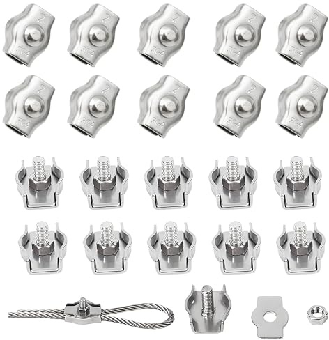 huruirui 20pcs M2 Drahtseilklemme Edelstahl 304 Seilklemmen Stahlseil Klemme Seilverbinder Drahtseil Stahlseil Wäscheleine Markise