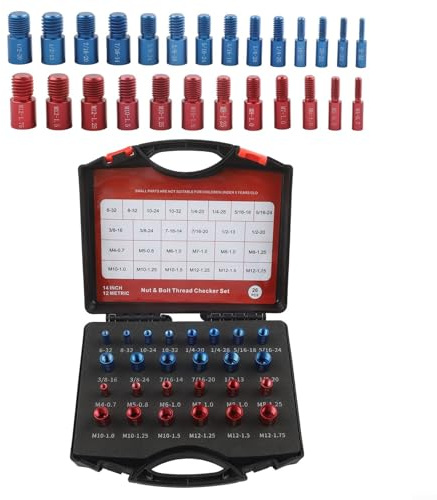 2644-teiliges Gewinde- und Bolzenlehre Set für mechanische Verwendung mit kompletten metrischen und Zoll-Gewindegrößenindikatoren im Koffer (26 Stück, rot/blau)