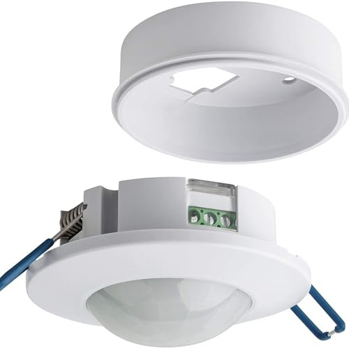 Detector de Movimiento Interior Empotrado Techo Sensor de Movimiento de Presencia Rango de Detección 360° 230V Interruptor Detector Luz Ajustable 10s–30min para Lámparas LED Adecuado