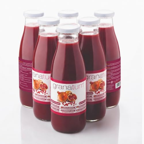 Granatum Plus | Zumo de Granada Natural 100% Exprimido | Rico en Polifenoles Naturales y Punicalagina | Sin Azúcares Añadidos ni Conservantes | 6 Botellas de 750 ml