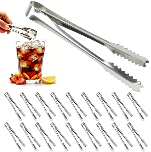 ANPUNAT 18-pack issocker tänger rostfritt stål små serveringstänger för socker, desserter fest kaffe kök bar (silver)