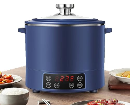 Cuociriso a Basso Contenuto di Zucchero, Cestello per la Cottura a Vapore da 3 Litri con Sollevamento Automatico e Pannello Touch a Led, Timer di Avvio Ritardato Fino a 12 Ore(Blue)