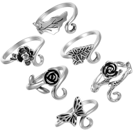 ValueBargain 6 anillos de ganchillo ajustables, de metal, con guía de hilo abierto, accesorios de ganchillo para tejer (diámetro interior 16,5 mm)