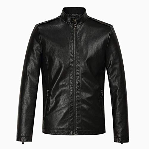 ZYCSKTL Giacche Glacca Biker Uomo, Giacca in Pelle da Uomo, Giacca di Pelle Maschile Peluche, Abbigliamento Moto Giacca in Pelle Collare (Color : Black, Size : XXXL)