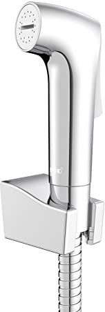 WENKO Ducha Higiénica de bidé Watersaving - juego de WC higiénico con ducha de mano/rociador, manguera y soporte de pared, Plástico (ABS), 12 x 2.8 x 7 cm, Cromo
