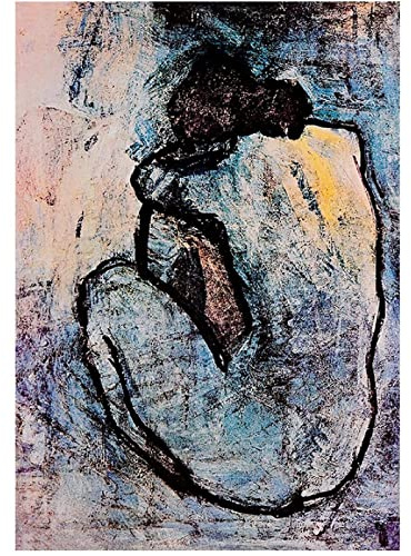 WTEVMAIY Klassische Pablo Picasso Bild Leinwand Blau Bild Frau Poster Kunstdruck Wand Bilder Bild Für Schlafzimmer Badezimmer Dekor Rahmenlos 40×50cm