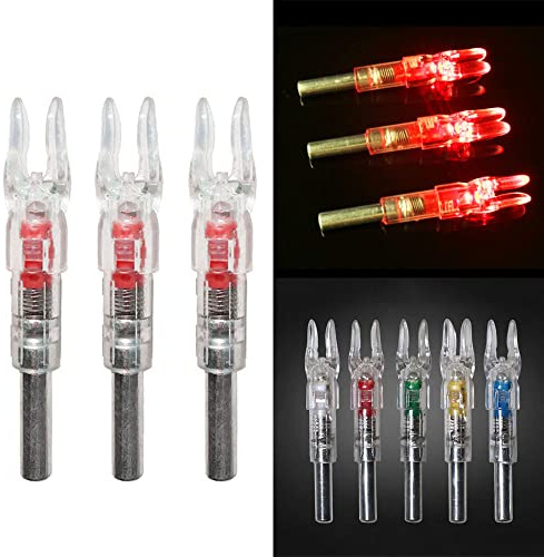 SHARROW 6pcs Tir à l'arc Encoche de Flèche Lumineuses LED Automatiquement Éclairé Lighted Nocks Flèche Encoche pour ID 6.2mm Arbre de Flèche de Carbone (Rouge)