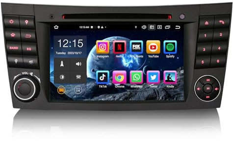 Erisin 7 pollici 8-Core 4GB+64GB Android 13 Autoradio GPS Navigatore per Mercedes Classe E/CLS/G W211 W219 W463 Bluetooth CarPlay senza fili Android Auto DSP WiFi DAB+ USB FM Lettore CD OBD2 Canbus