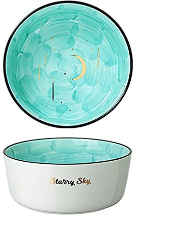 Insalatiera Ceramica Grande Insalata Ciotola 1.2L Fruit Dessert Bowl Ceramic Starry Sky Pattern Table Tavolo (Color : A)