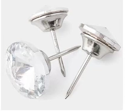 ANVALI Möbelnägel for Polstermöbel, Sofa-Nägel, 6 Stück, Strass-Knöpfe, 18 mm, 20 mm, 22 mm, 25 mm, 30 mm, Strass-Kristallknöpfe for Kleidung, Sofa, Basteln, Nähzubehör, Weiß, 18 mm (Color : B 15pcs)