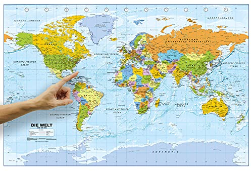 ORBIT Globes & Maps - Politische Weltkarte in deutsch als Poster, ca. 88x58cm, Aktuell 2025, Karte der Welt, Maßstab 1:46.400.000 Mio.