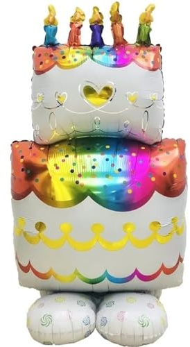 Birthday Cake Standing with base Foil Balloon, 1m